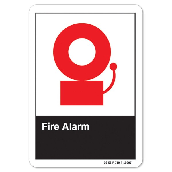 ANSI Emergency Sign, Fire Alarm, 14in X 10in Aluminum, 10" W, 14" L, Landscape, Fire Alarm